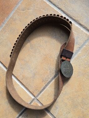 Vtg. Brass CSA Confederate States Calvary Corps Buckle (with 38" belt)